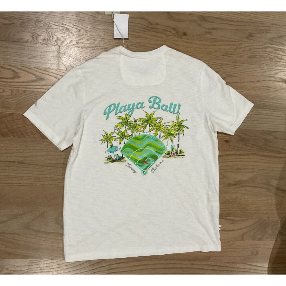 Tommy Bahama Playa Ball Baseball T Shirt Mens M White NWT Sample 2023